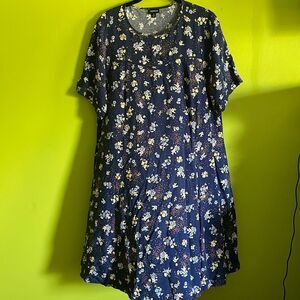 Torrid Blue Floral Short Sleeve Midi Dress Size 0 12/L